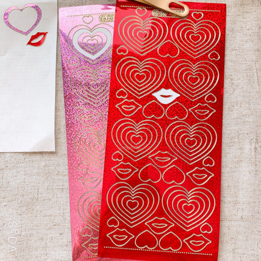 Glitter Heart Outlines and Lips