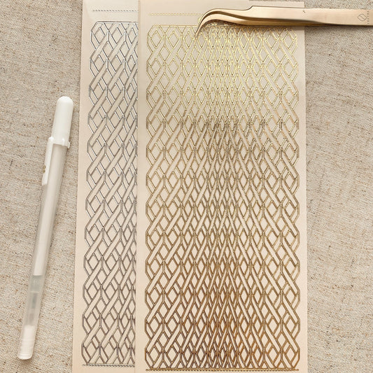 Diamond Lattice Weave Gold Silver Transparent