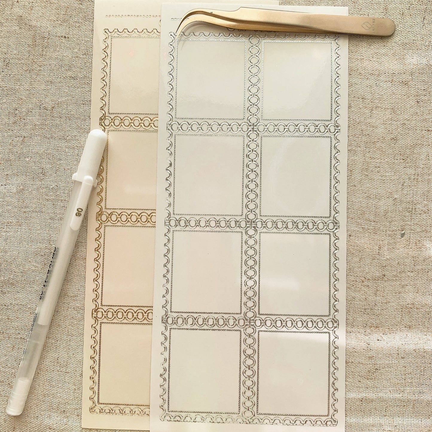 Big Stamp Frame Transparent Gold Silver Outlines