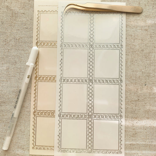 Big Stamp Frame Transparent Gold Silver Outlines