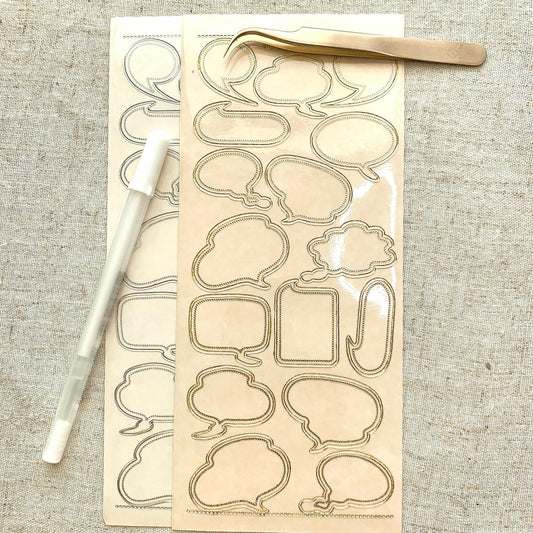 Speech Bubbles Transparent Gold Silver Outlines