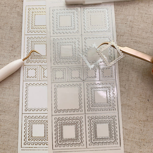 Stamp Frame Transparent Gold Silver Outlines