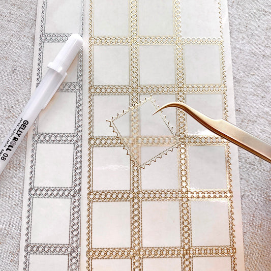 Stamp Transparent Gold Silver Outlines