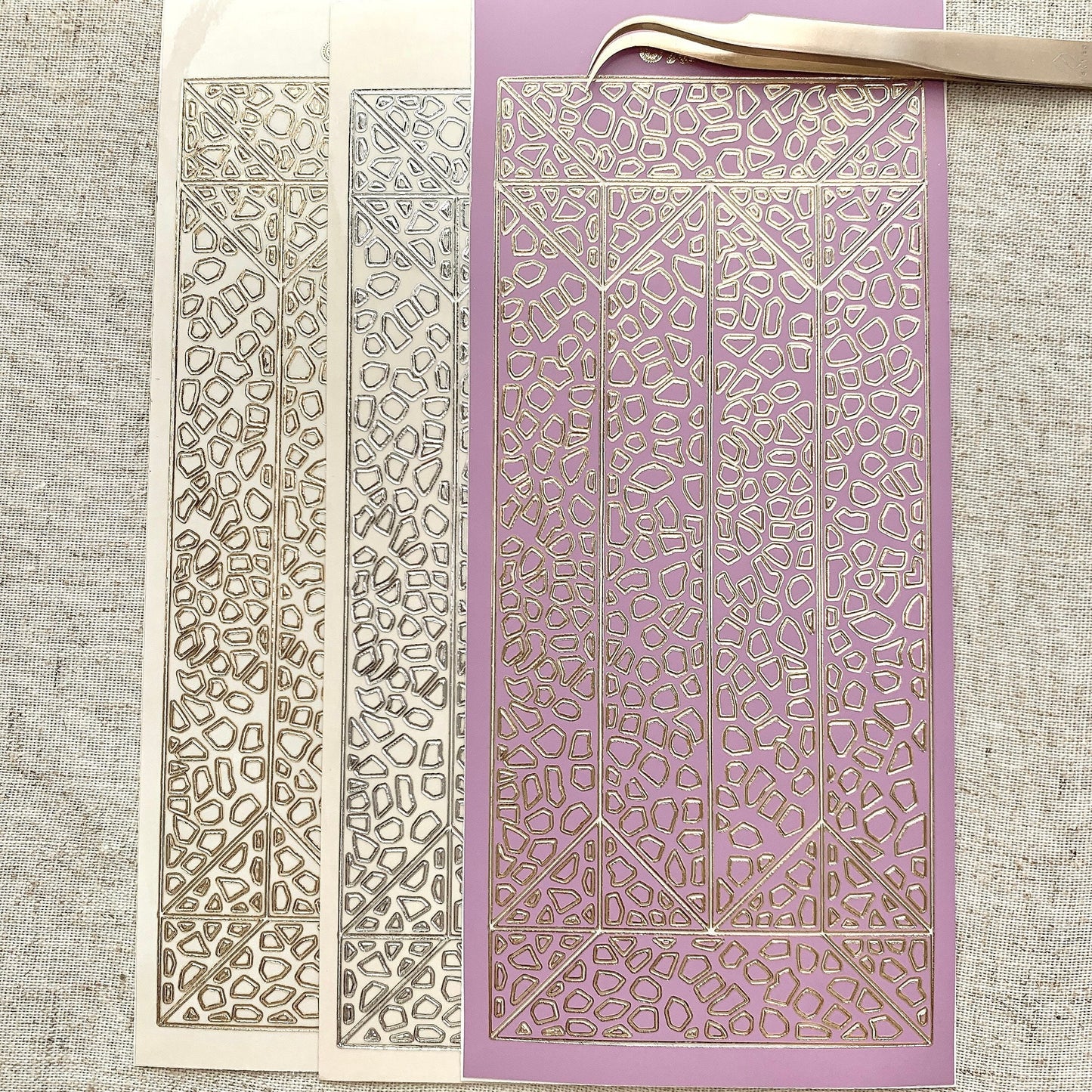 Terrazo Transparent Gold Silver Outlines