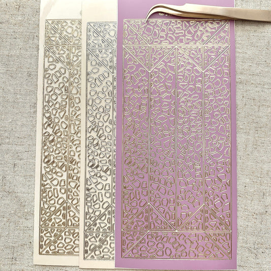 Terrazo Transparent Gold Silver Outlines