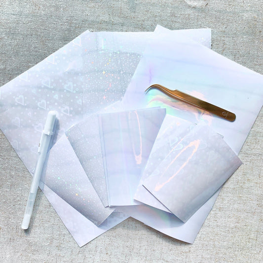 Holo Laminate Overlay | Toploader, Journaling, Polco, Deco | Holographic Heart, Twinkle, Rainbow | Kpop Photocard Toploader