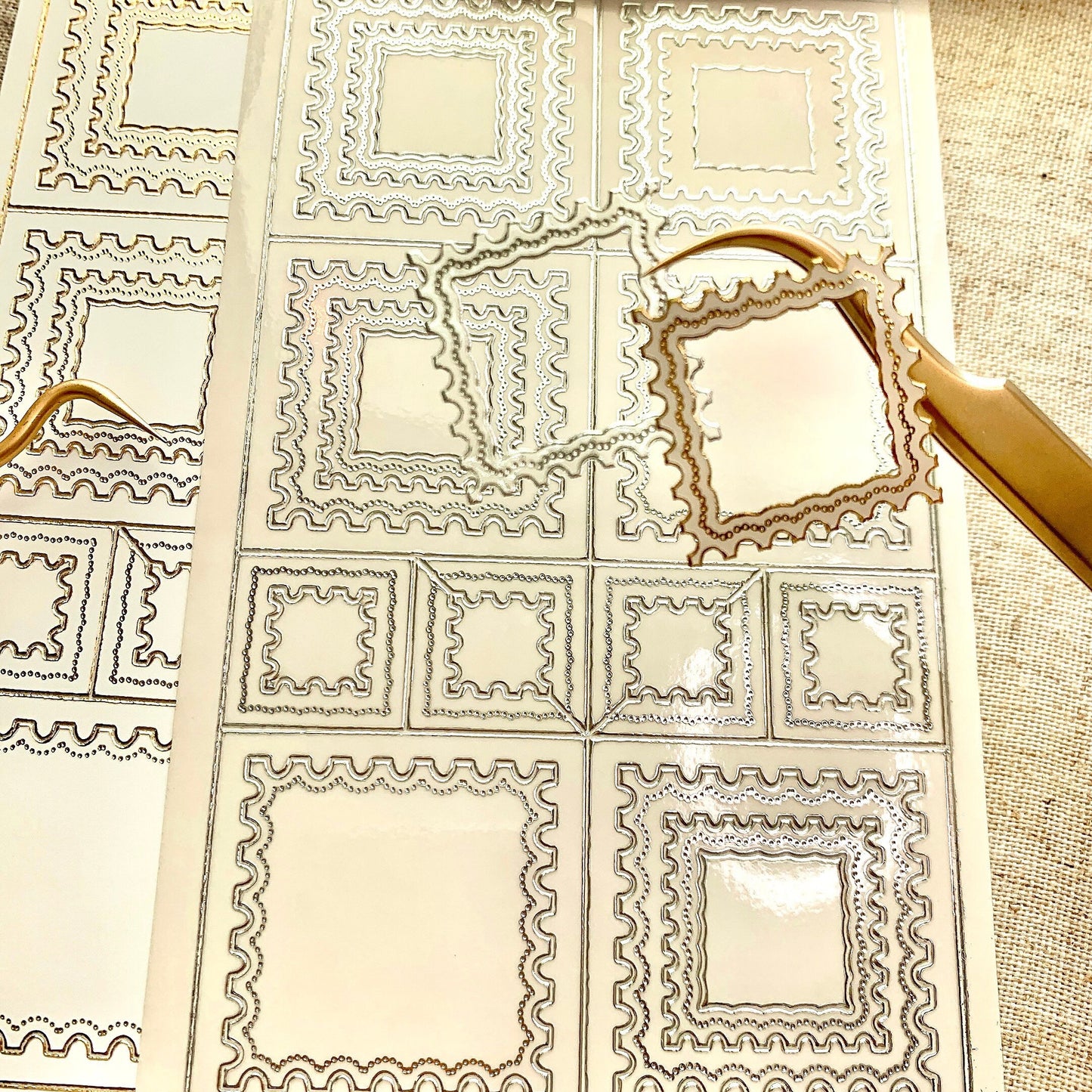 Stamp Frame Transparent Gold Silver Outlines