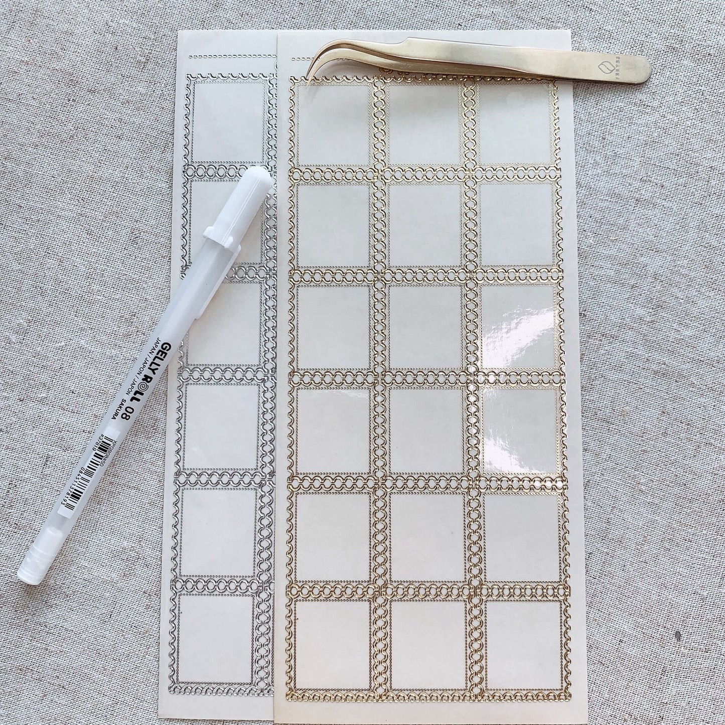 Stamp Transparent Gold Silver Outlines