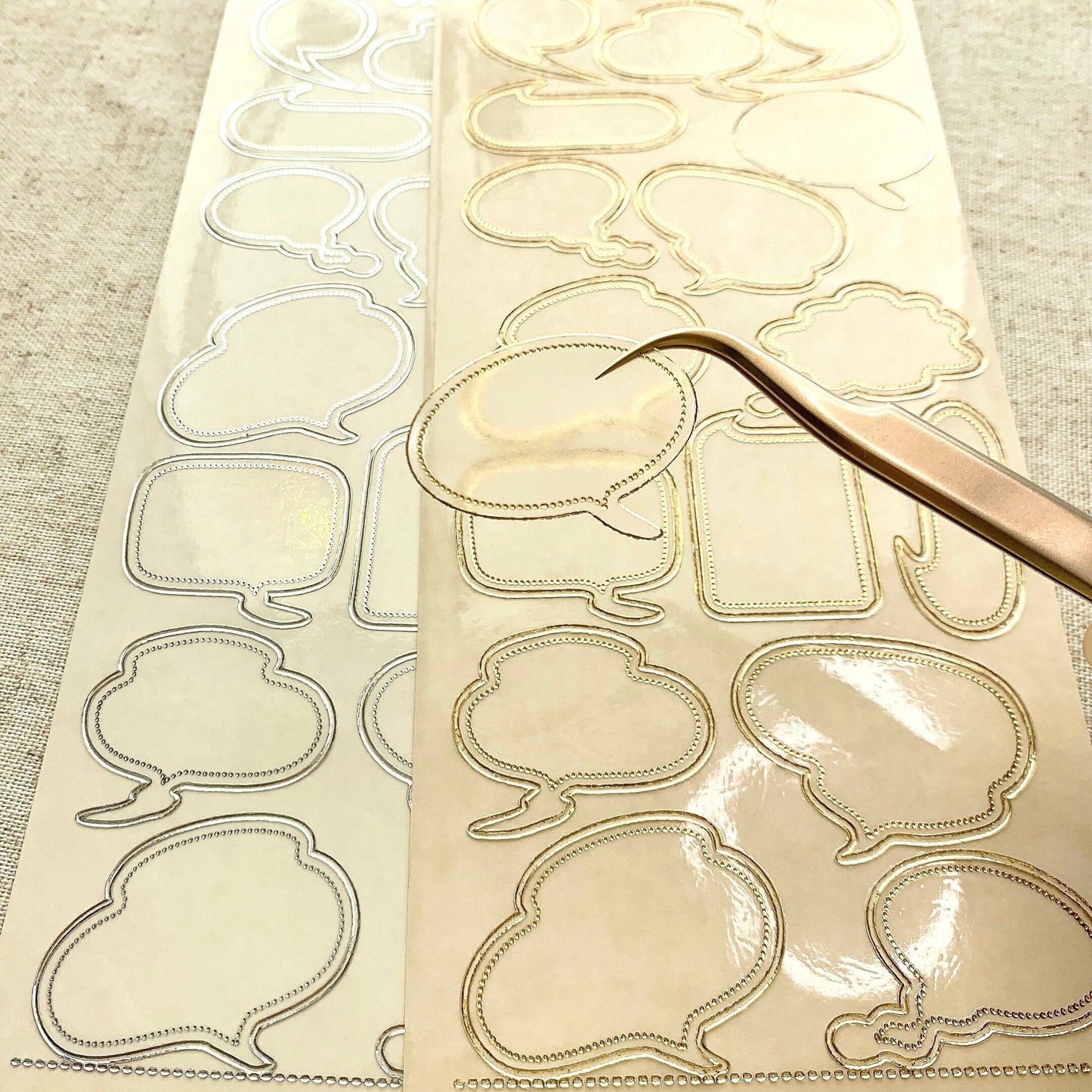 Speech Bubbles Transparent Gold Silver Outlines