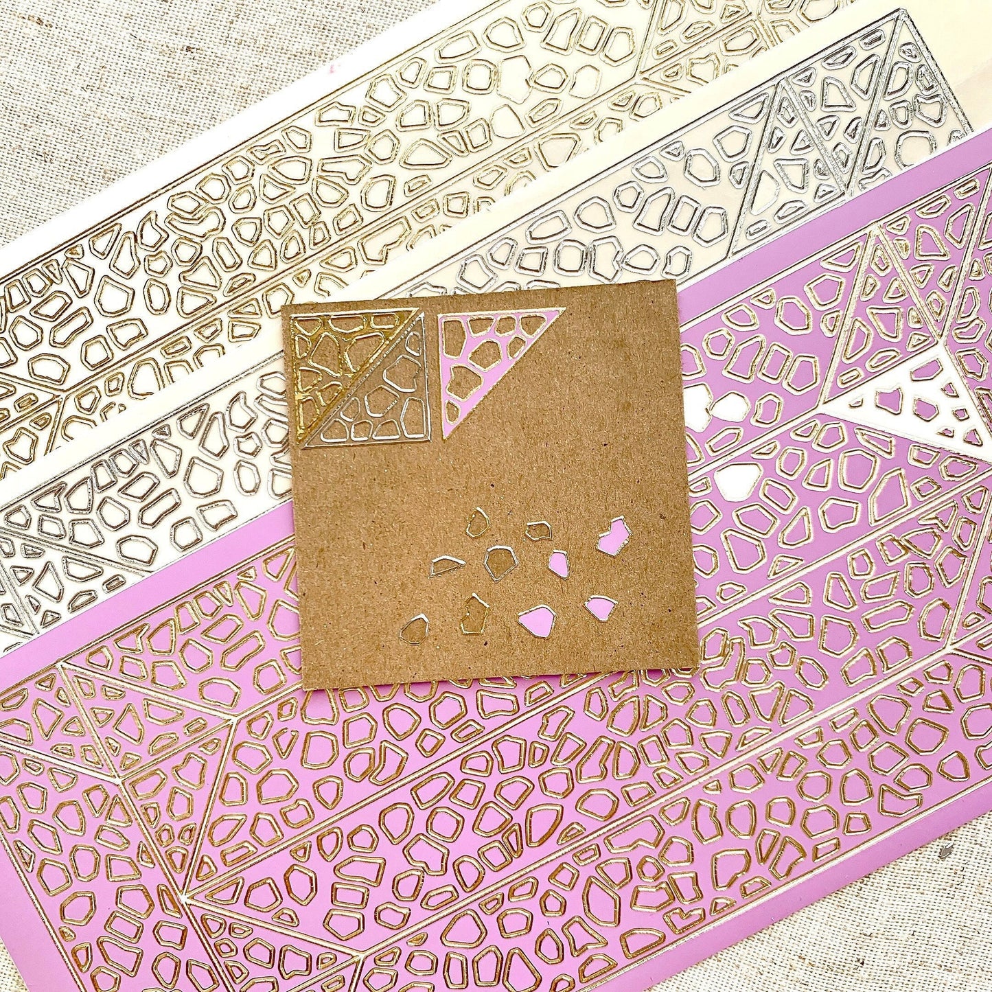 Terrazo Transparent Gold Silver Outlines