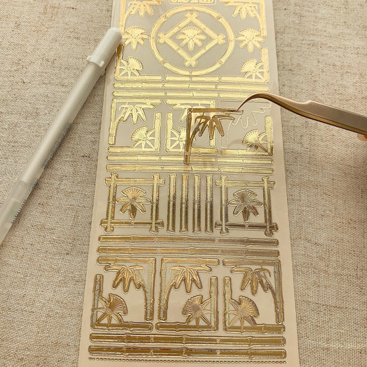 Bamboo Corners and Borders Clear Gold Silver 