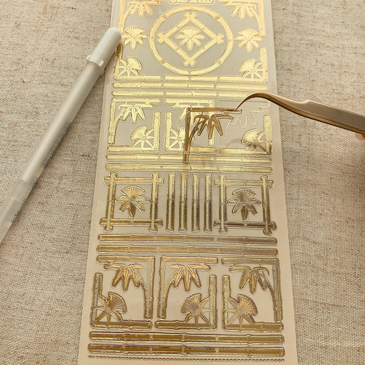 Bamboo Corners and Borders Clear Gold Silver