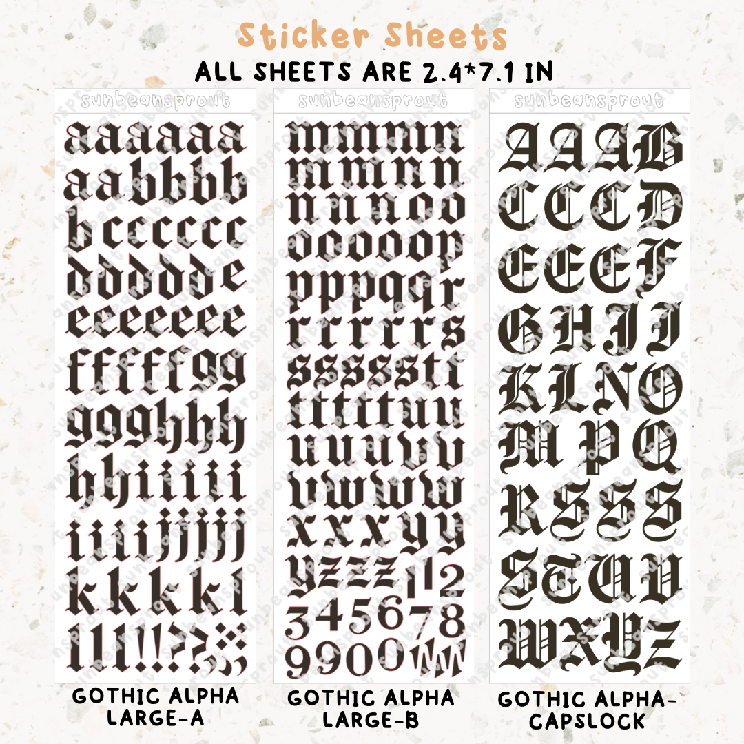 Gothic Alphabet - Small & Large – SunBeansprout